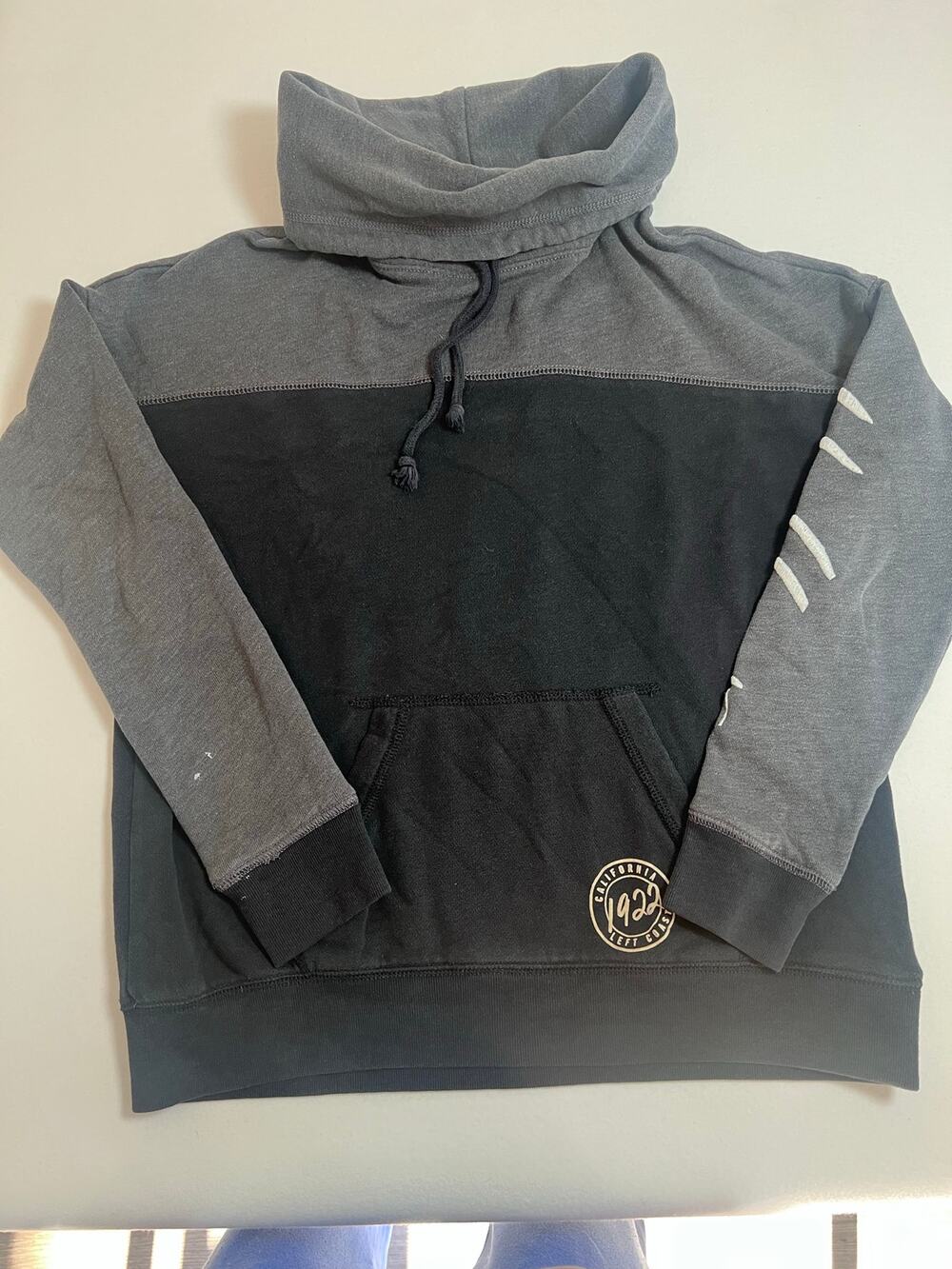 Hollister Gray Black Cowl Neck Pullover S Y2K 1922 Colorblock